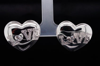 Chopard 1.44ctw VVS Diamond and 18K Love Heart Earrings