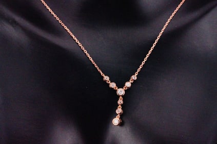 14K Rose Gold and 0.40ctw SI1-SI2/G-H Diamond Necklace