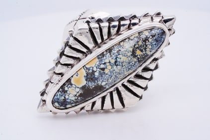 King Baby 36mm Turquoise and Sterling Silver Ring