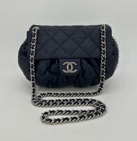 Chanel Navy Quilted Lambskin Chain Around Crossbody Bag