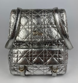 Dior Silver Cannage Leather Stardust Backpack