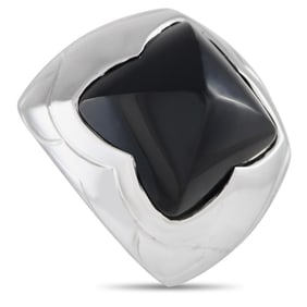 Bvlgari 18K White Gold and Onyx Pyramide Ring
