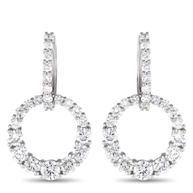2.35ctw Diamond and 18K White Gold 1" Drop Earrings