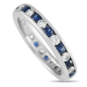Tiffany & Co. 0.73ctw Sapphire and Diamond Platinum Ring