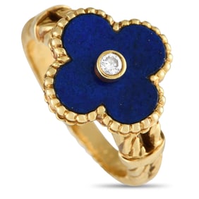 Van Cleef & Arpels Lapis and 18K Vintage Alhambra Ring