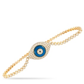 1.90ctw Diamond and 18K 7" Evil Eye Bracelet