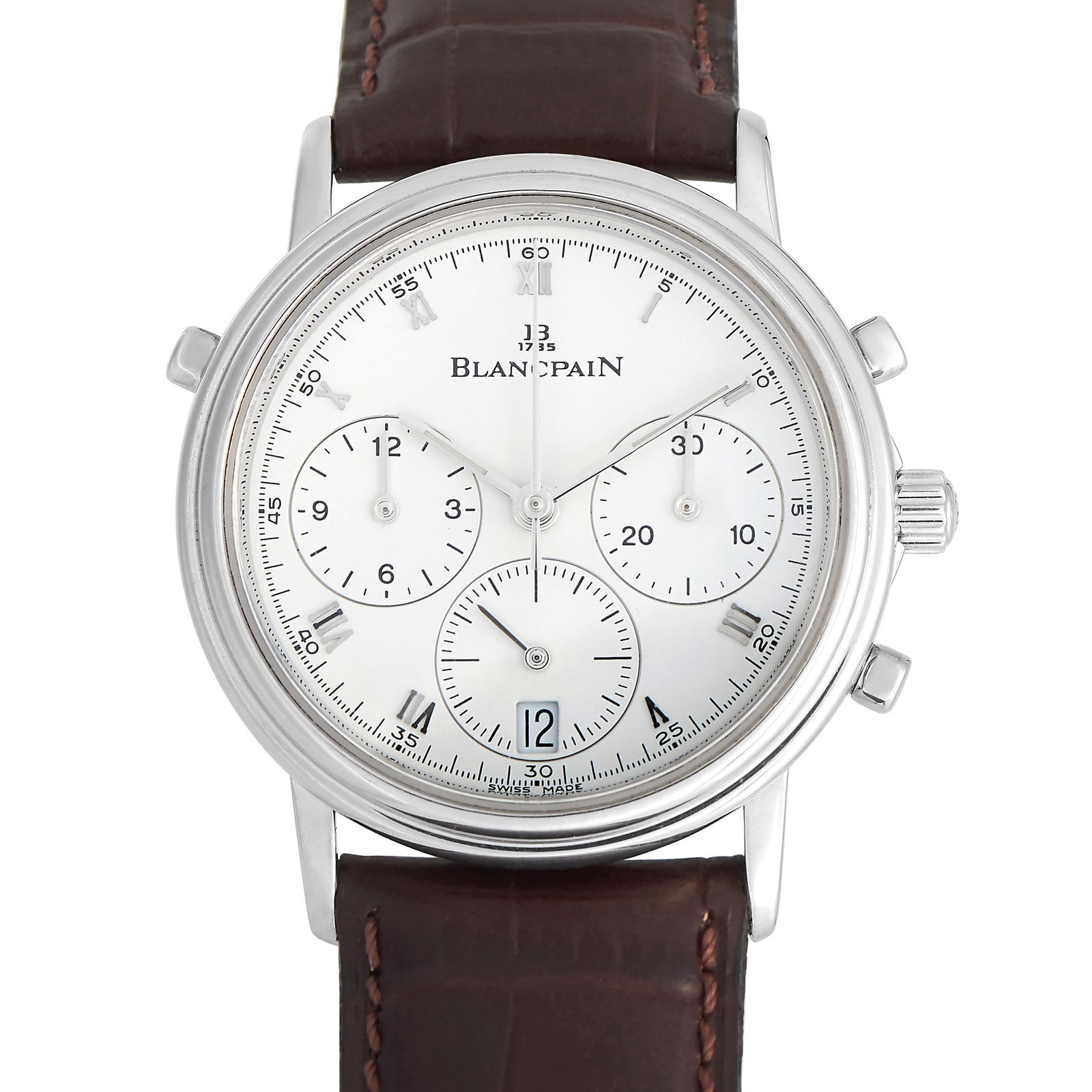 Blancpain Villeret Split Seconds Chronograph Watch: Blancpain Villeret Split Seconds Chronograph 34mm Platinum Automatic Watch 1186-3427-55 W/Box and Papers - A true masterpiece from Blancpain's collection, the 1186 model is renowned as the world's fir
