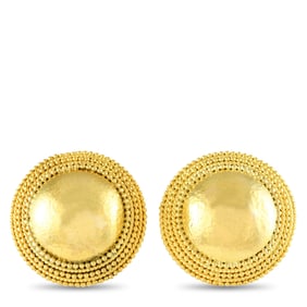 Ilias Lalaounis 22K Yellow Gold Domed Disc Ear Clips