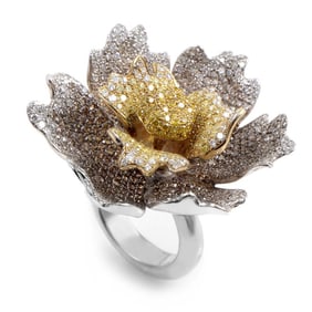 7.30ctw Brown and Yellow Diamond 18K Ring
