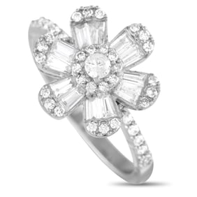 14K White Gold and 0.75ctw Diamond Flower Ring