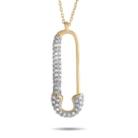 14K and 0.20ctw Diamond 18" Safety Pin Necklace