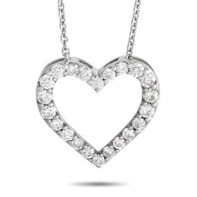 14K White Gold and 0.25ctw Diamond Heart Necklace