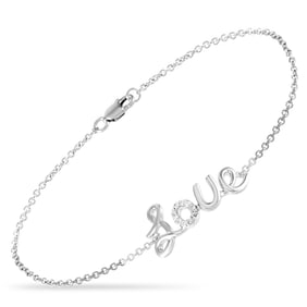 14K White Gold and 0.10ctw Diamond 6.5" Love Bracelet