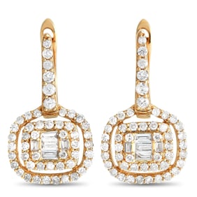 14K Yellow Gold and 0.70ctw Diamond 0.75" Earrings