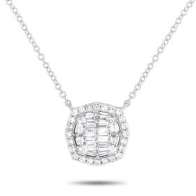 14K White Gold and 0.25ctw Diamond 15" Necklace