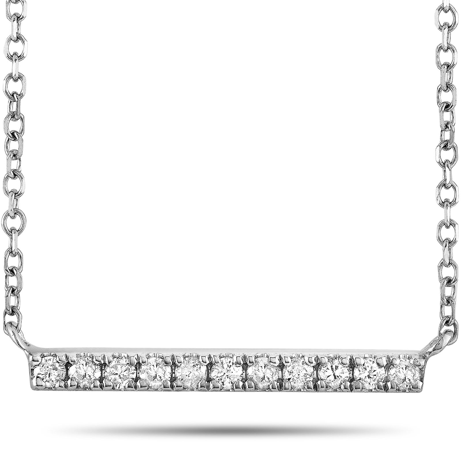 14K White Gold and 0.10ctw Diamond 15" Necklace