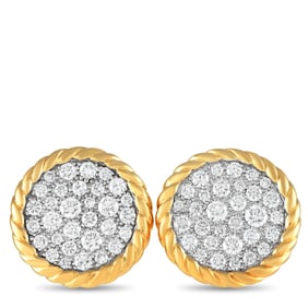 David Yurman 0.80ctw Diamond and 18K Disc Earrings