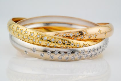 Cartier 3.50ctw Diamond 18K 100th Anniversary Bangle