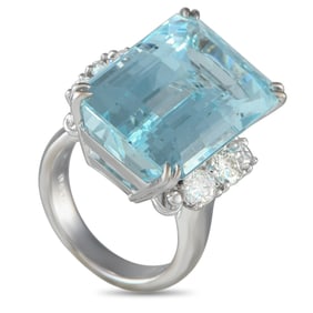 22.60ct Aquamarine, 1.20ctw Diamond and 18K Ring