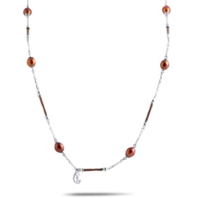Charriol Pearl, Stainless Steel Bronze PVD 30" Necklace