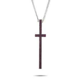 Pianegonda Silver and Ruby 23.5" Cross Necklace