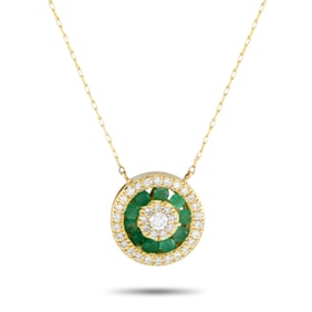 14K, 0.50ctw Diamond and 0.50ctw Emerald Necklace