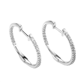 14K and 0.50ctw VS1/G Diamond 1" Hoop Earrings