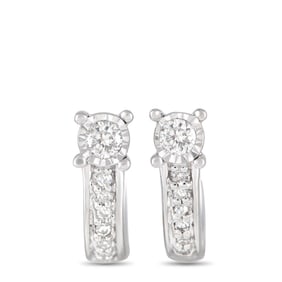 14K White Gold and 0.10ctw Diamond 0.45" Earrings