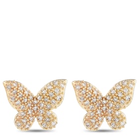 14K Yellow Gold and 0.15ctw Diamond 0.45" Earrings