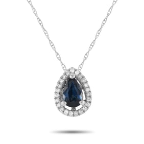 14K, Blue Sapphire and 0.07ctw Diamond 18" Necklace