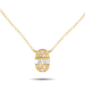 14K Yellow Gold and 0.13ctw Diamond 16" Necklace