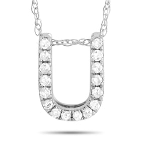 14K White Gold and Diamond 17.5" Initial U Necklace