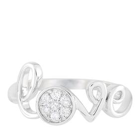 14K White Gold and 0.10ctw Diamond Love Ring