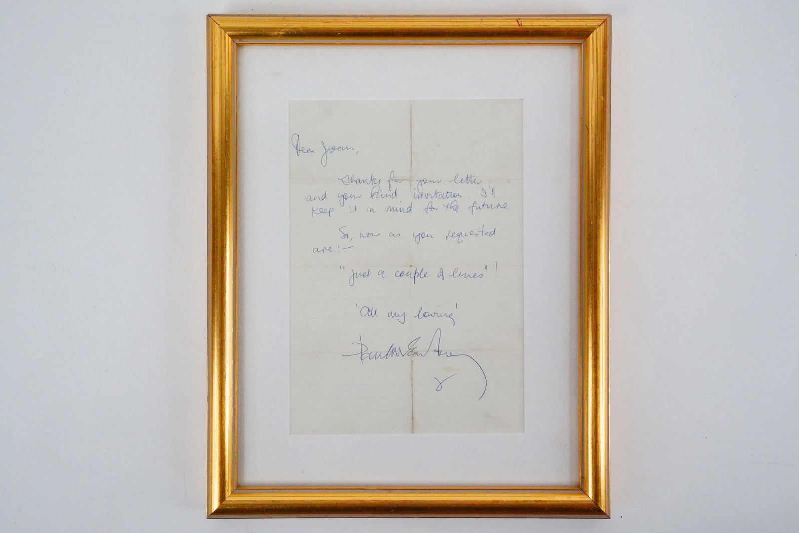 Paul McCartney Signed Handwritten Letter to "Joan" (1 of 6)