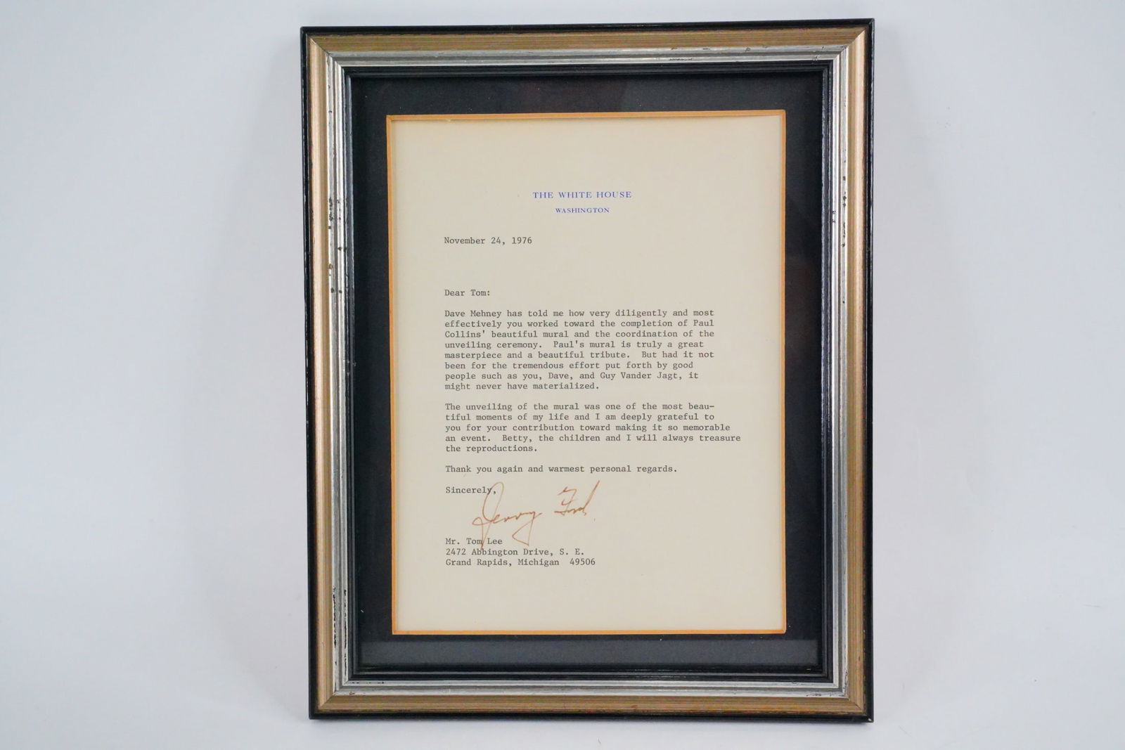 Gerald Ford Signed 1976 White House Letter to Tom Lee (1 of 5)