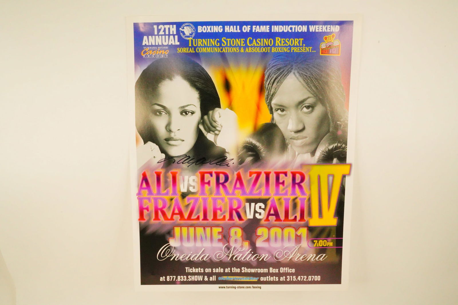 Laila Ali Signed 16 x 20 Inch Fight Card W/COA: Laila Ali Signed 16 x 20 Inch Fight Card W/COA - This Laila Ali Signed 16 x 20 Inch Fight Card is an exceptional piece of boxing memorabilia, featuring a key moment in the career of one of the most ic