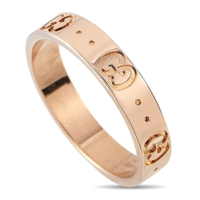 Gucci Solid 18K Rose Gold GG Band Ring