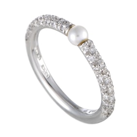 Mikimoto 3mm Akoya Pearl, 0.35ctw Diamond, 18K Ring