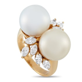 1.10ctw VS2-SI1/G-H Diamond, Pearl and 18K Ring