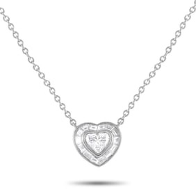 1.00ctw Diamond and 18K White Gold 18" Heart Necklace