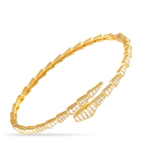 14K Yellow Gold and 0.75ctw Diamond Snake Bracelet