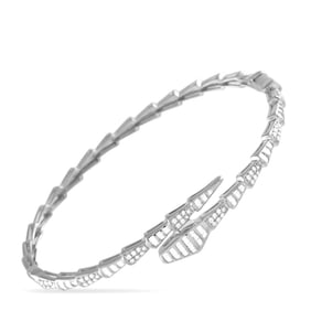 14K White Gold and 0.75ctw Diamond Snake Bracelet
