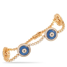 2.05ctw Diamond and 18K 7" Evil Eye Bracelet