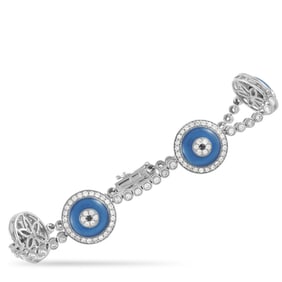 2.05ctw Diamond and 18K 7" Evil Eye Bracelet
