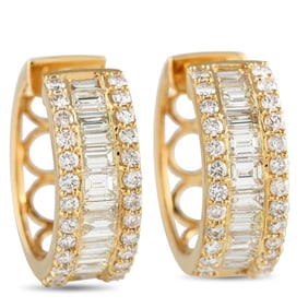 2.90ctw Diamond and 18K Yellow Gold Hoop Earrings
