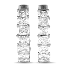 3.40ctw Cushion Cut Diamond 18K White Gold Earrings
