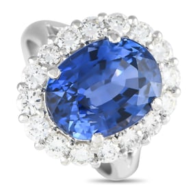 7.65ct Blue Sapphire, 1.45ctw Diamond and 18K Ring
