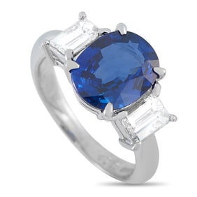 2.30ct Sapphire, 0.65ctw Diamond and Platinum Ring
