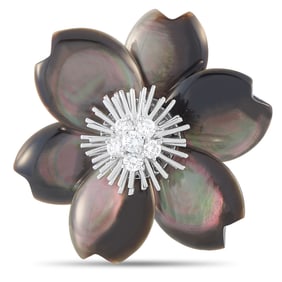 Van Cleef & Arpels Rose de Noel Diamond, MOP, 18K Brooch