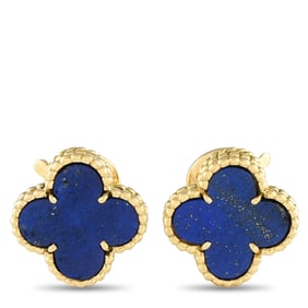 Van Cleef & Arpels Alhambra Lapis and 18K Ear Clips